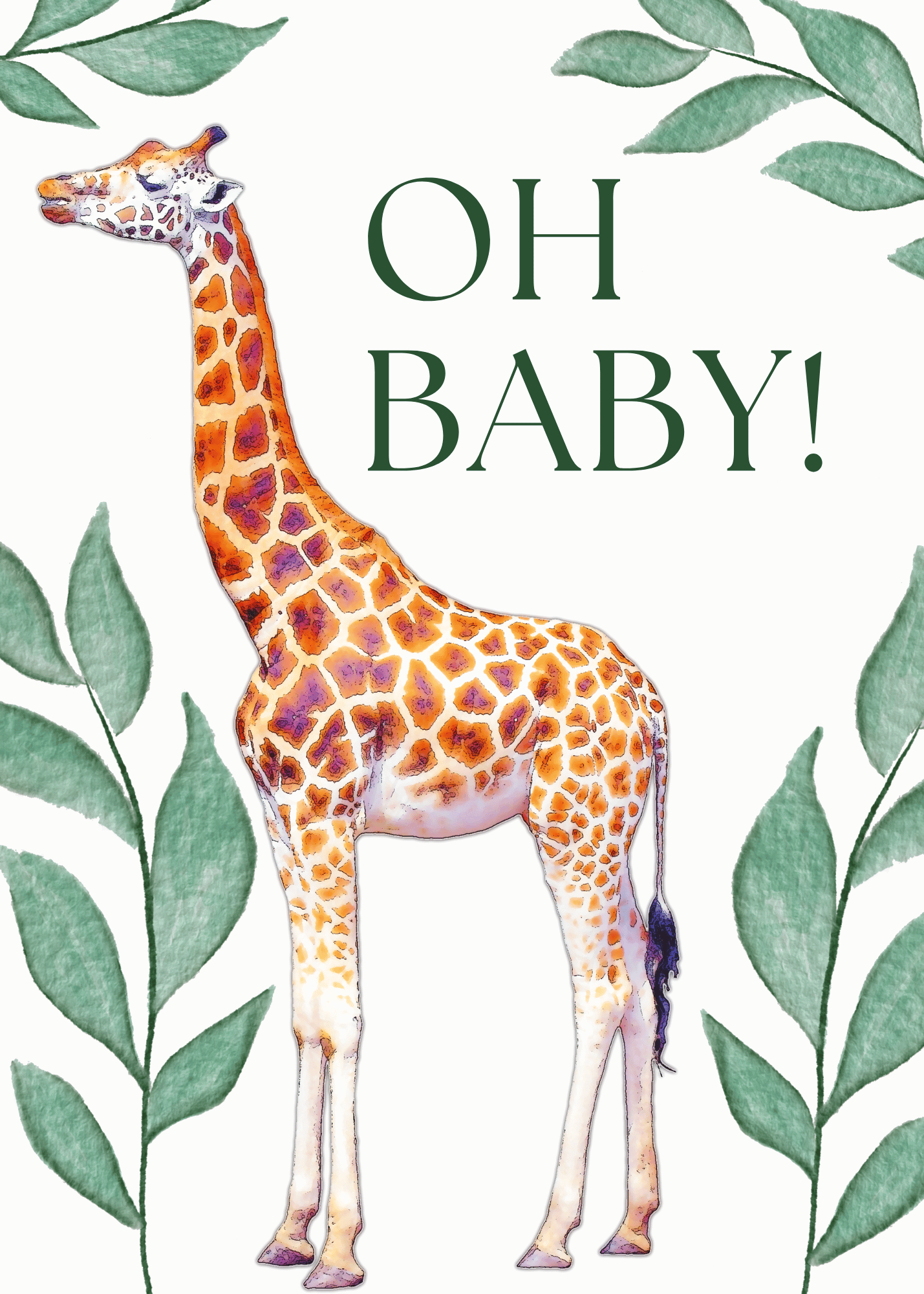 Oh Boy Safari Animals Baby Shower Invitation