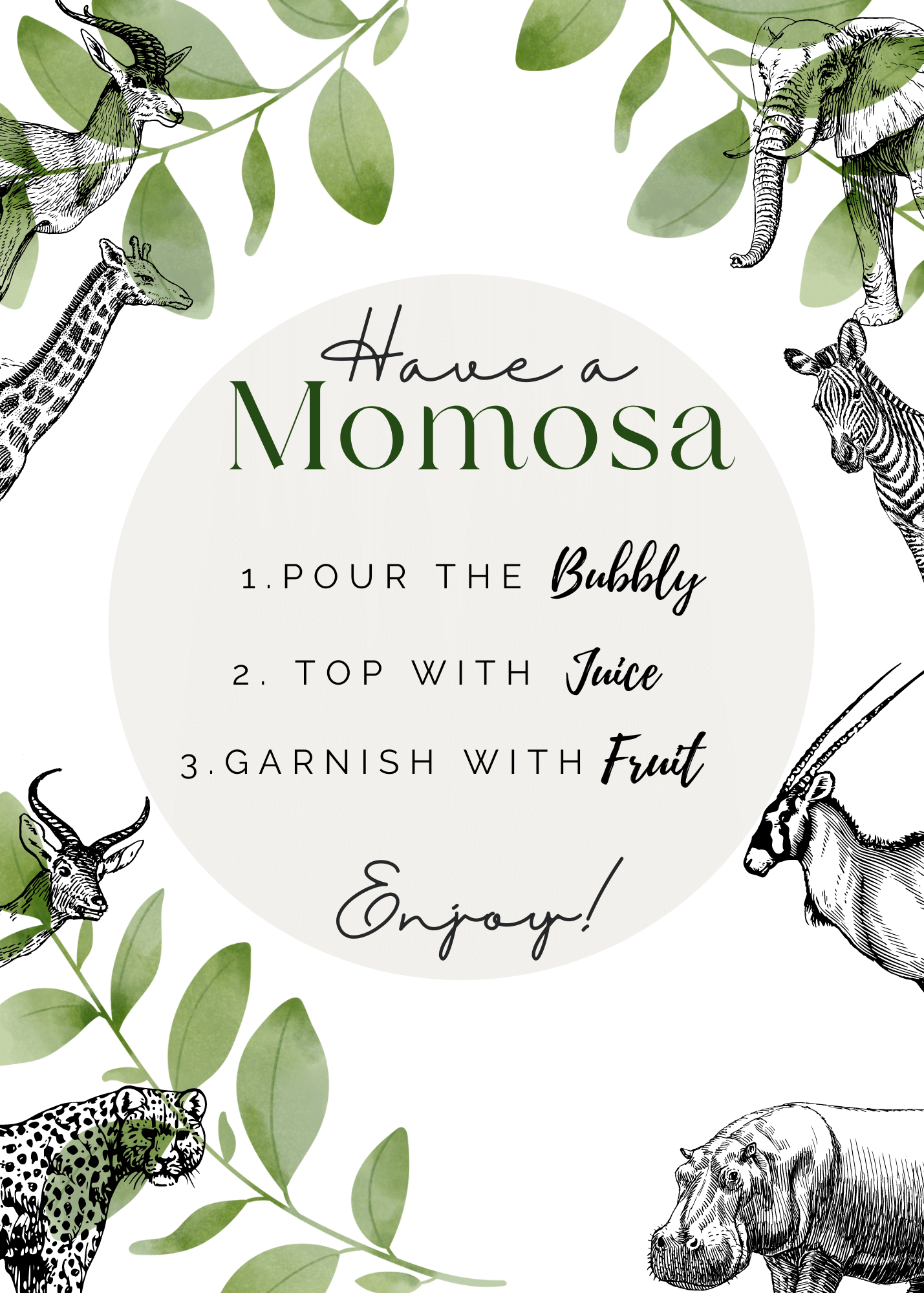 Safari Baby Shower Animals with Greenery Invitation Safari Baby Shower Animals with Greenery Invitation